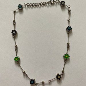 Womens 70s Themed Silver Choker Necklace